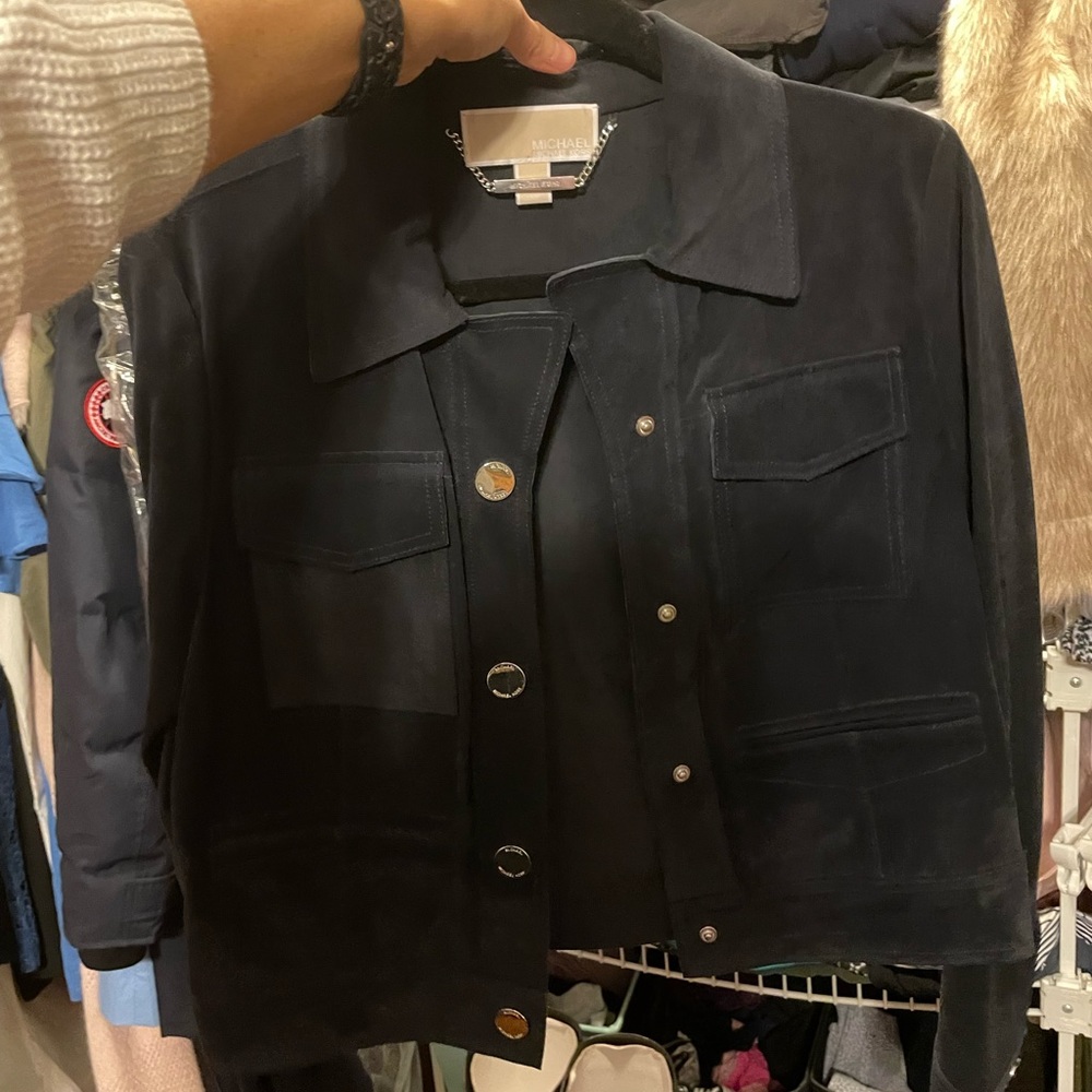 Michael Kors navy Italian cow leather jacket - Picture 5 of 16